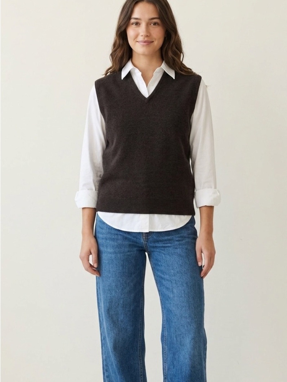 Vintage La Ronde Wool Knit V Neck Sweater Vest, size M